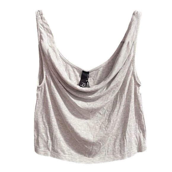 Bobi Ribbed Cropped Cowl Neck Tank Top Heather Ivory Size S NWT - Picture 2 of 4